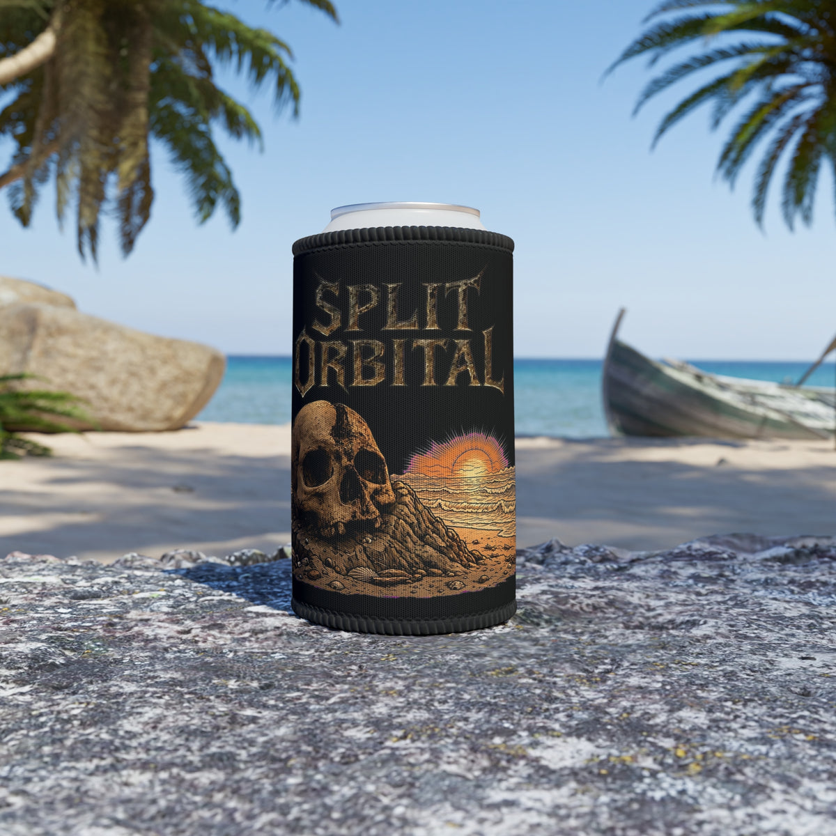 Split Orbital Beach Skull Stubby Cooler